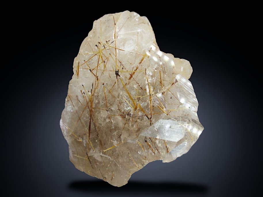 0 gram Golden Rutile Crystals Inclusions in Quartz Specimen from Zagi Mountain, KPK, Pakistan