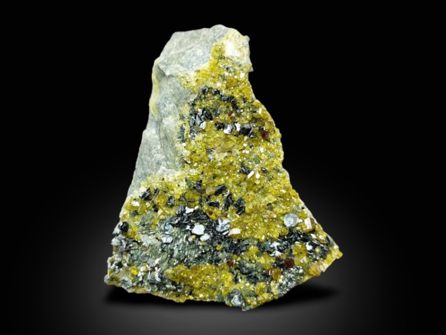 Exceptional Gemmy Epidote Crystals with Diopside, Andradite, and Biotite Specimen: Unveiling Nature's Splendor from Khogyani District, Nangarhar, Afghanistan