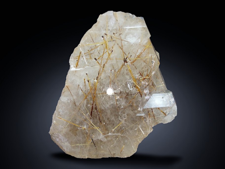 Golden Rutile Crystals Inclusions in Quartz Specimen from Zagi Mountain, KPK, Pakistan - Collector's Gemstone Marvel